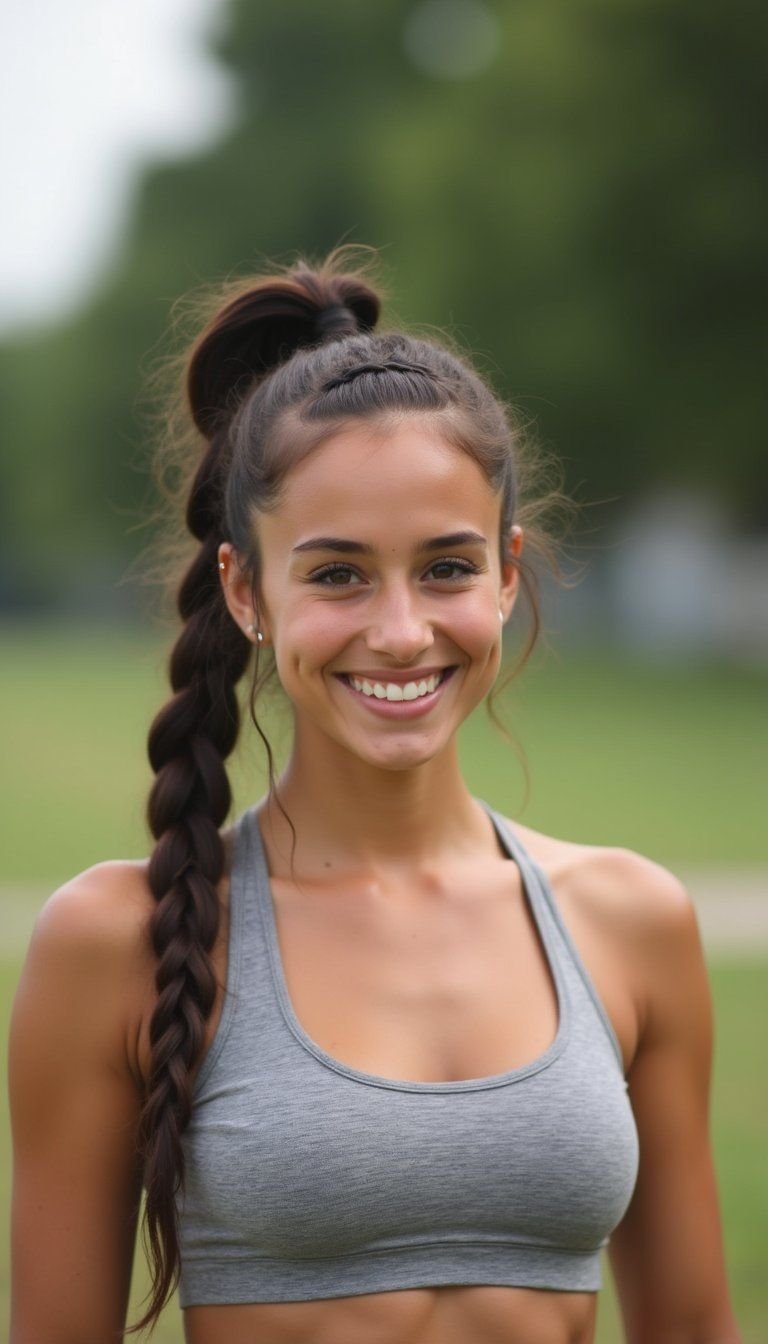 Sporty Cornrow Ponytail With Tight Braided Crown