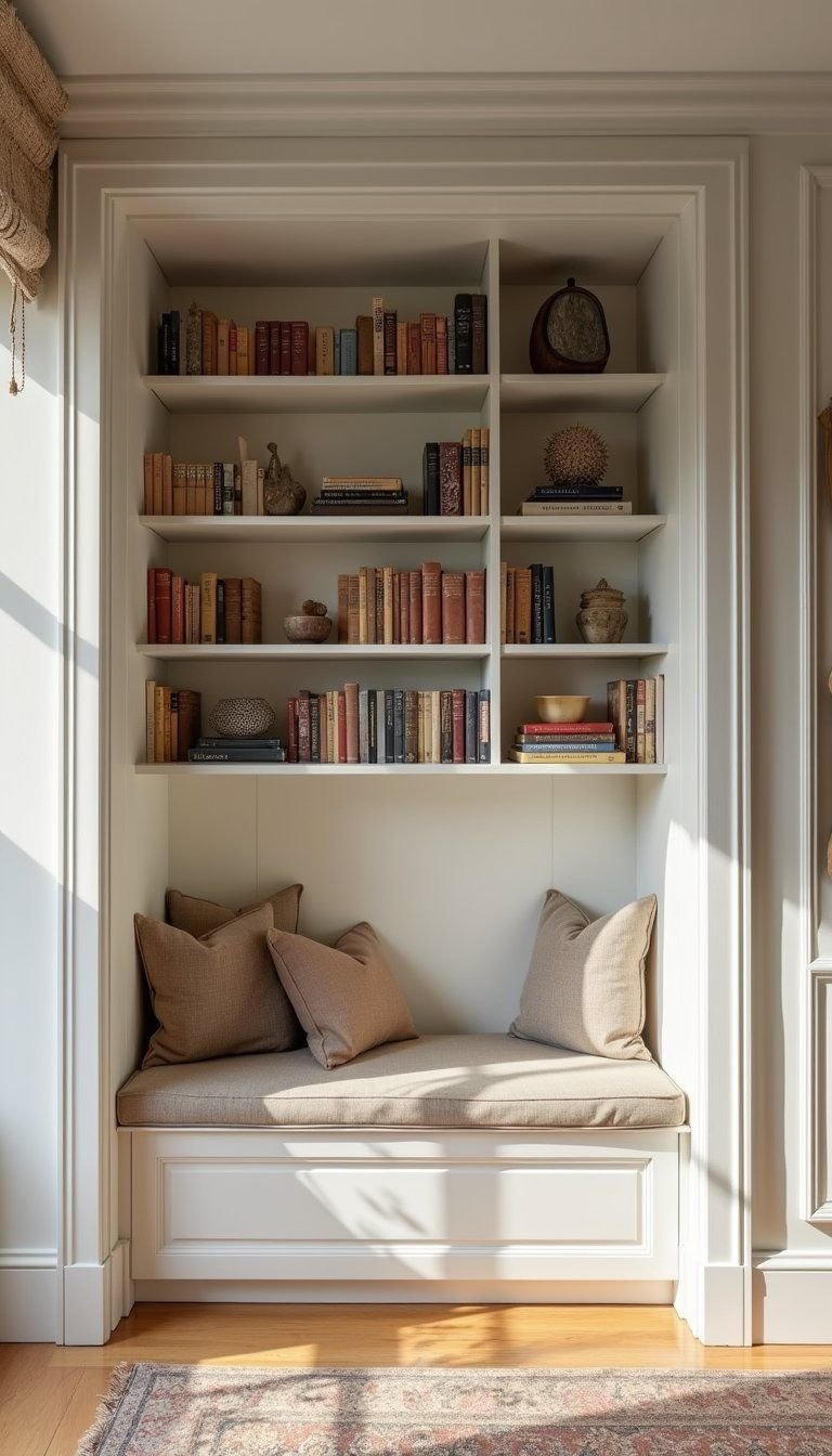 Built-In Bookshelf Alcove With Ladder