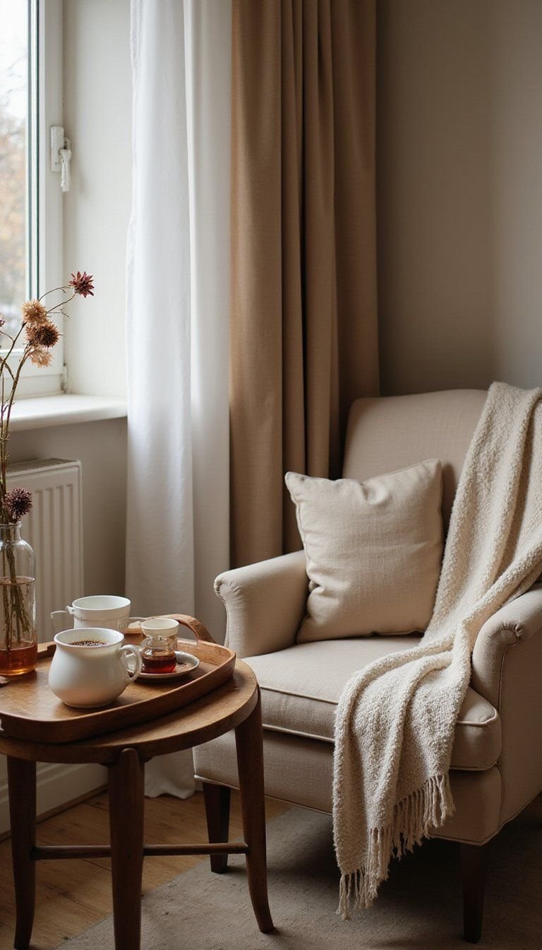 Tea And Books Nook With Rustic Serving Tray