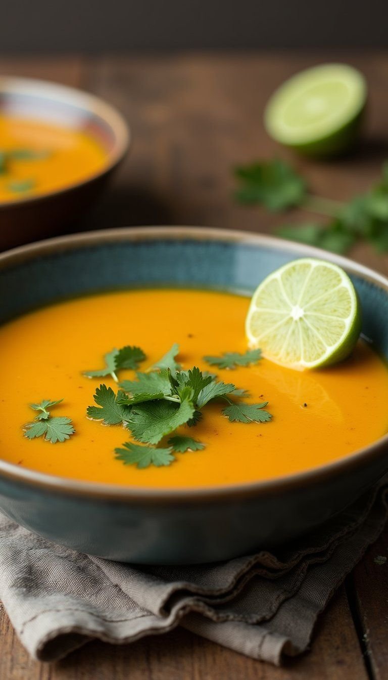 Kabocha Squash Coconut Curry Soup With Cilantro