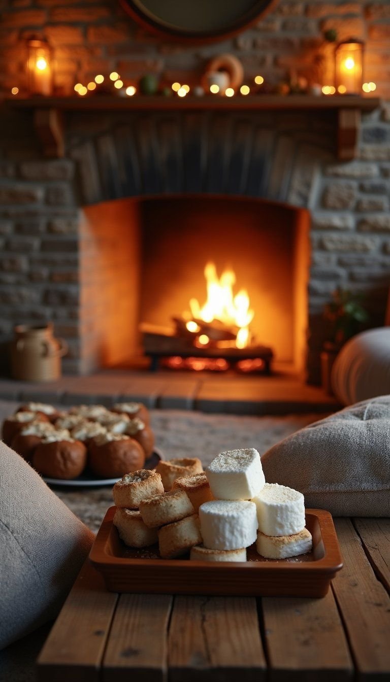 Fireplace-Forward Movie Night With Toasted Marshmallows