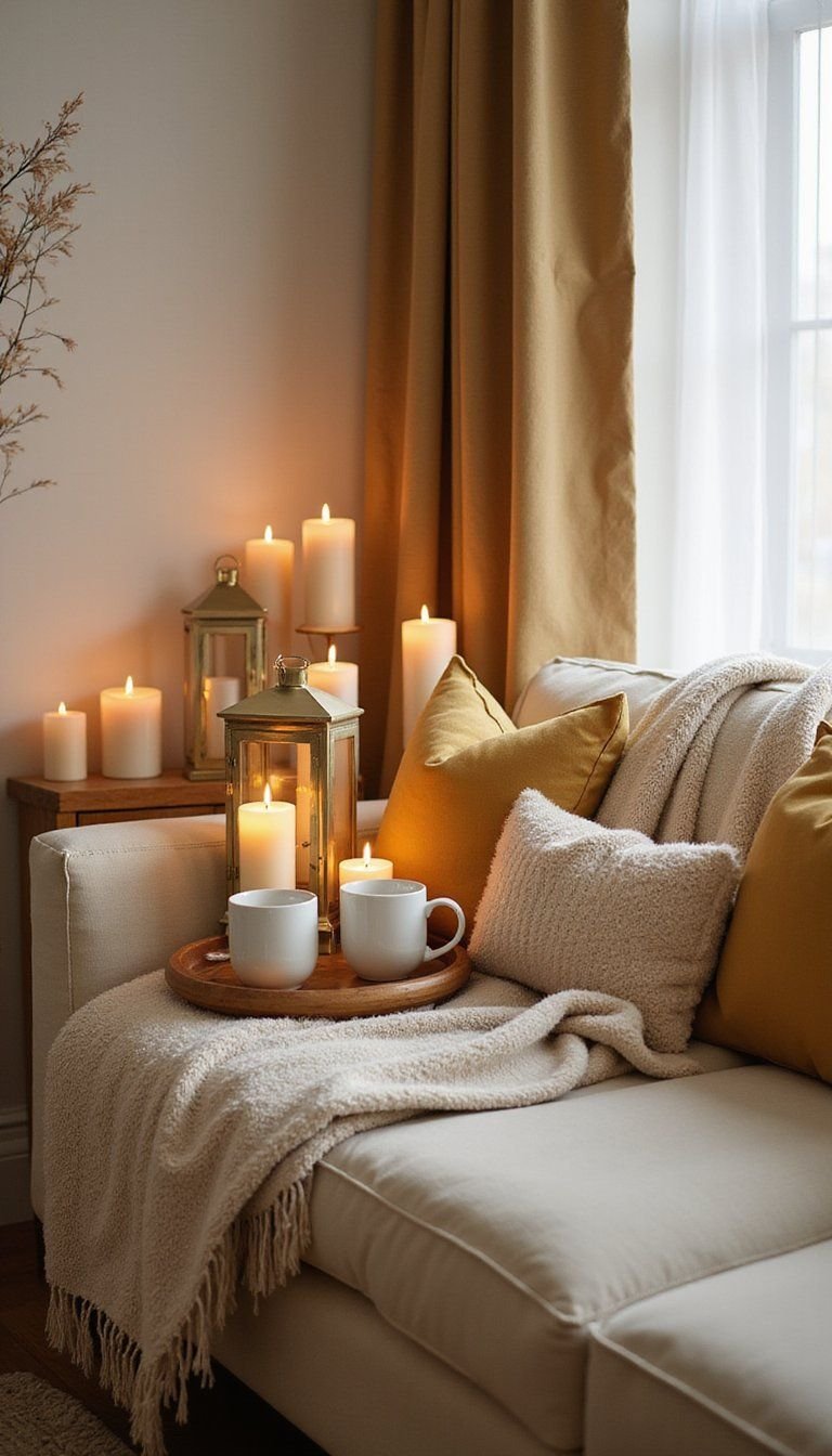 Hygge Candlelit Living Room Setup For Relaxation