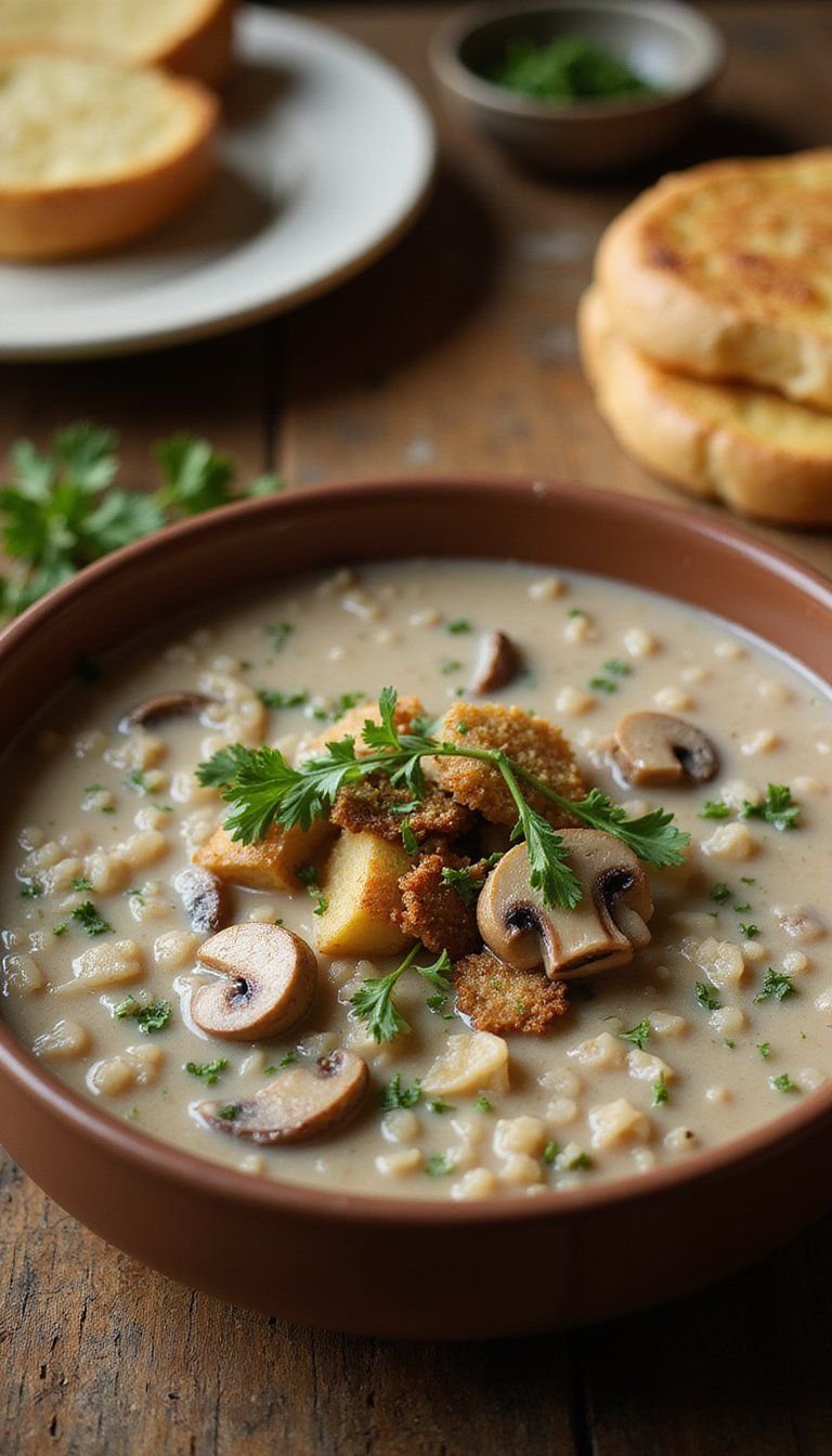 Creamy Wild Rice And Mushroom Casserole-Style Soup