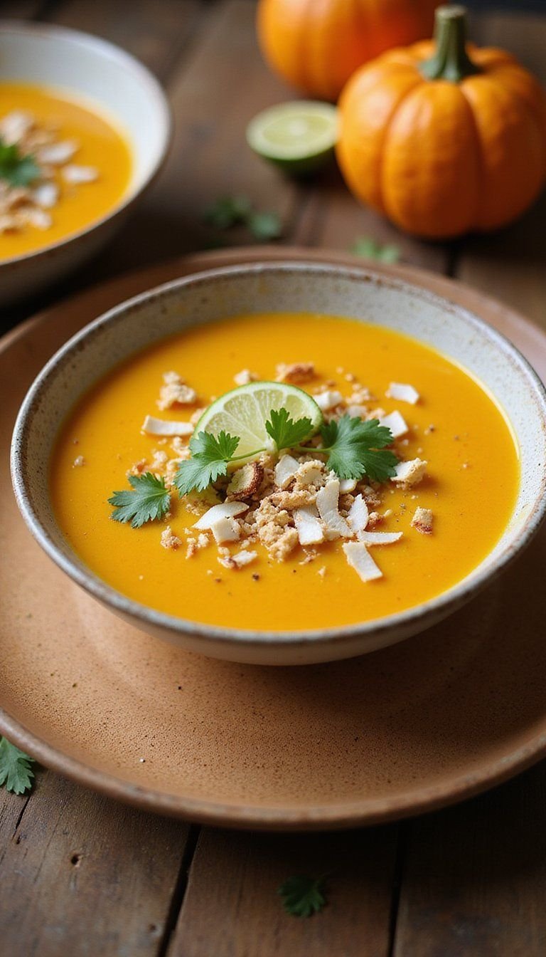 Pumpkin Coconut Curry Soup With Lime Zest