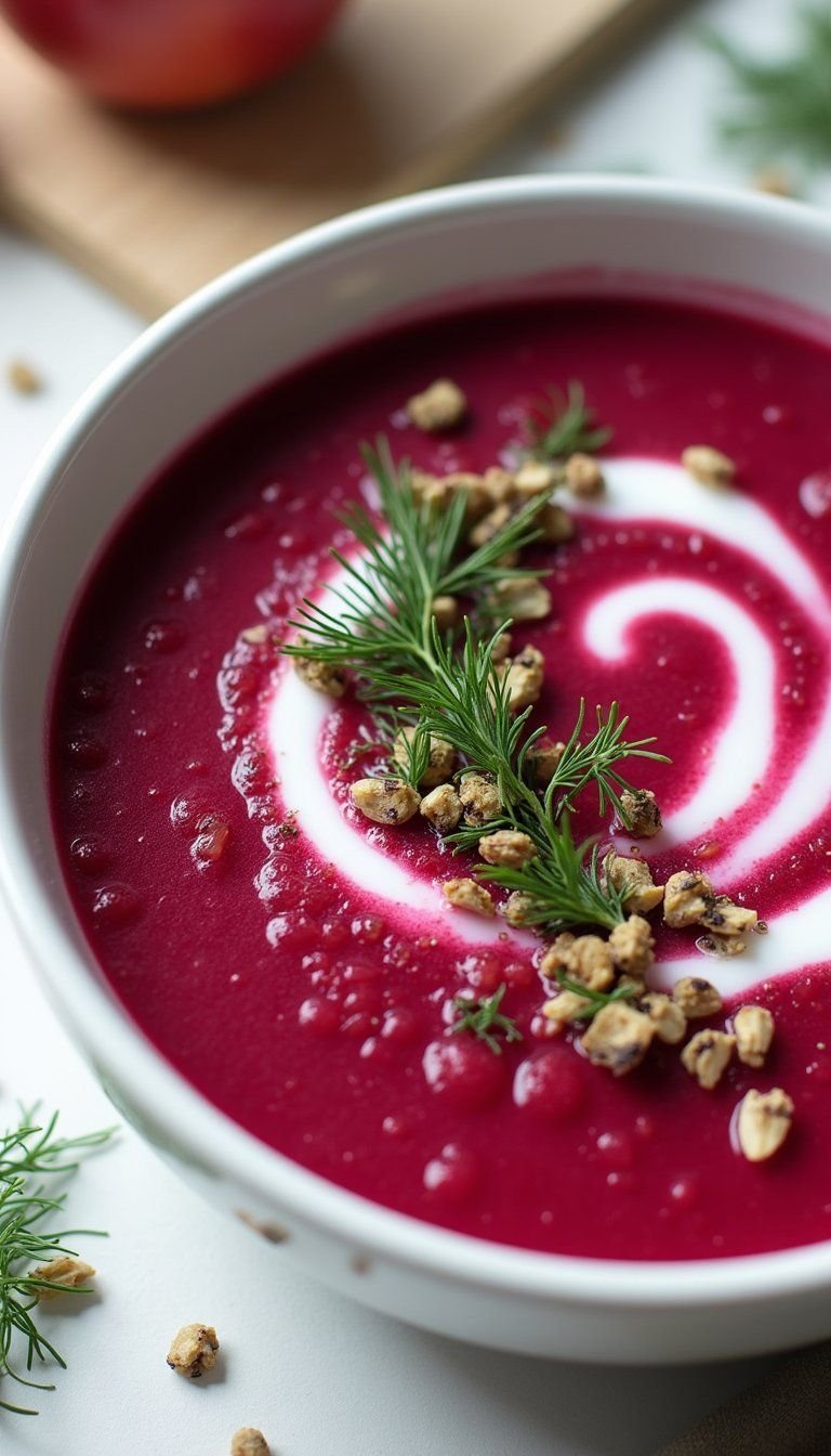 Roasted Beet And Apple Soup With Fresh Dill