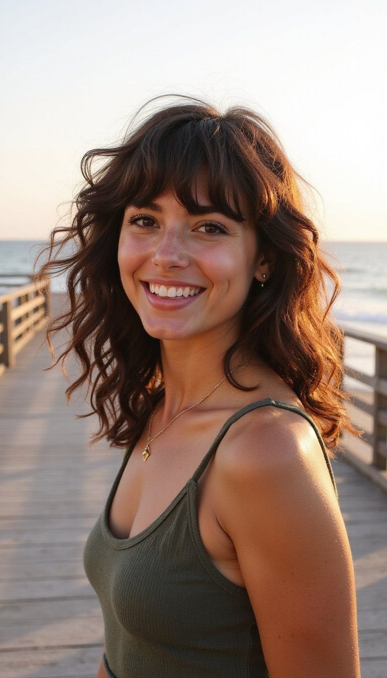 Curly Bangs With Beachy Tousled Texture