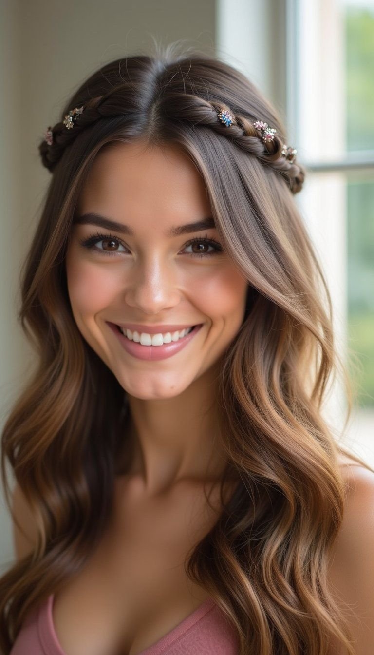 Half Up Double Twist With Pretty Clips