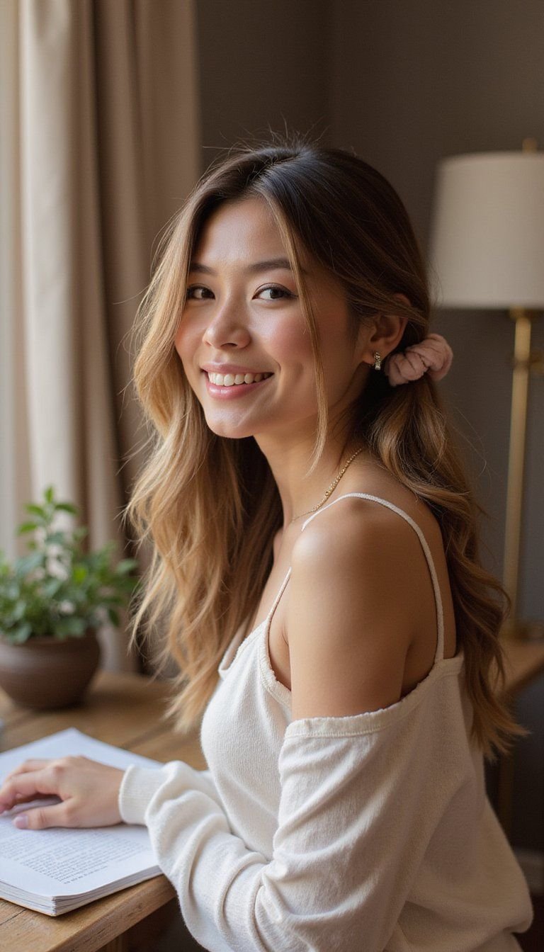 Low Twisted Pony With A Soft Scrunchie