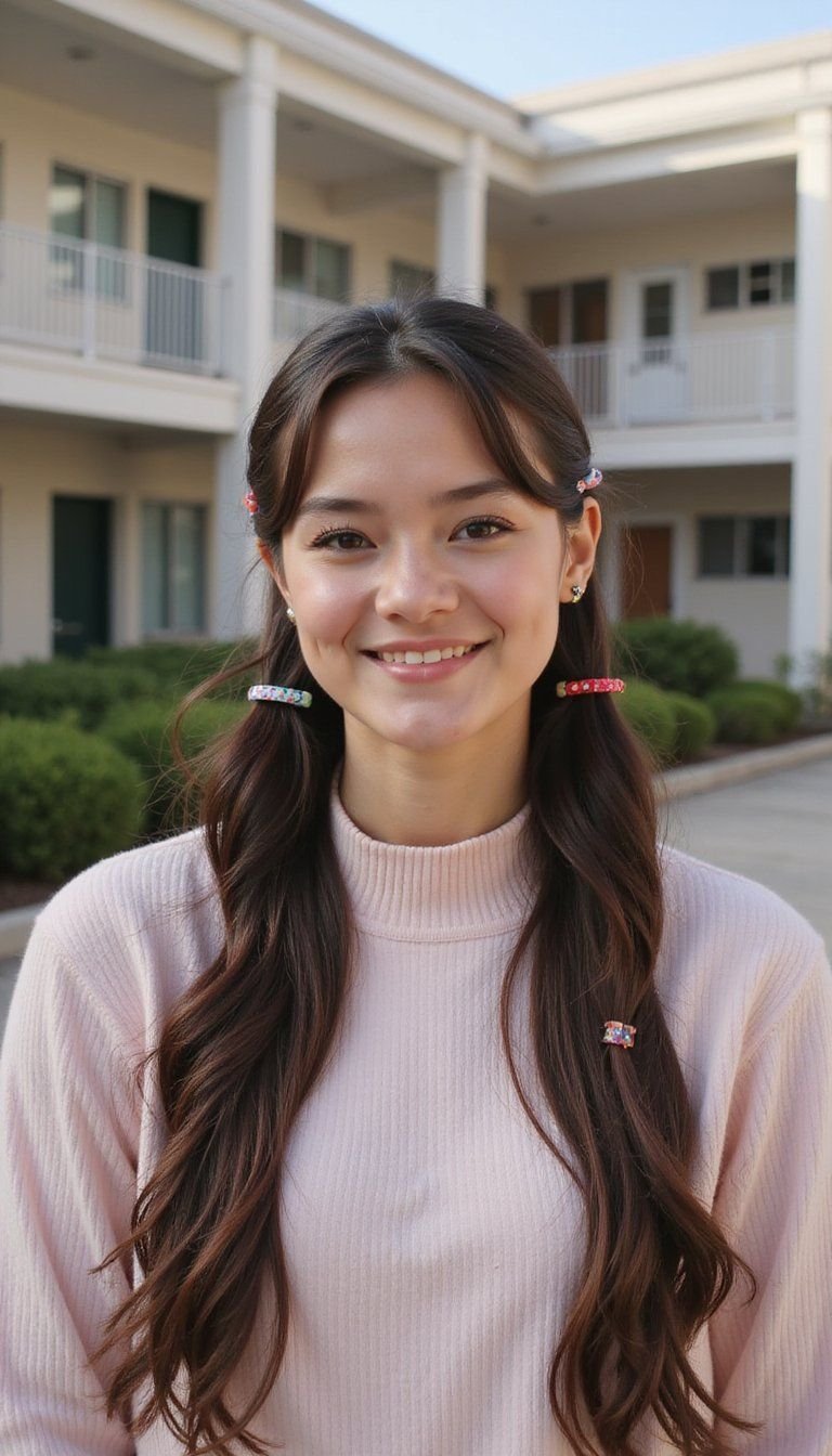 Mini Bubble Ponytail With Colorful Hair Clips