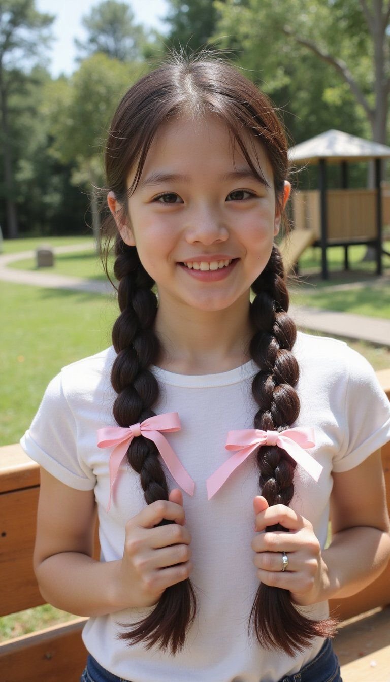 Pigtail Braids With Ribbon Bows For Charm