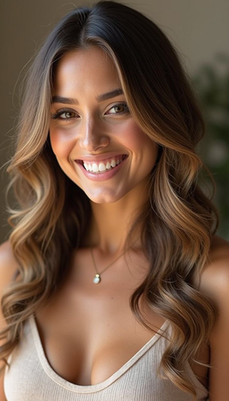 Side Swept Curls With Deep Part For Photos