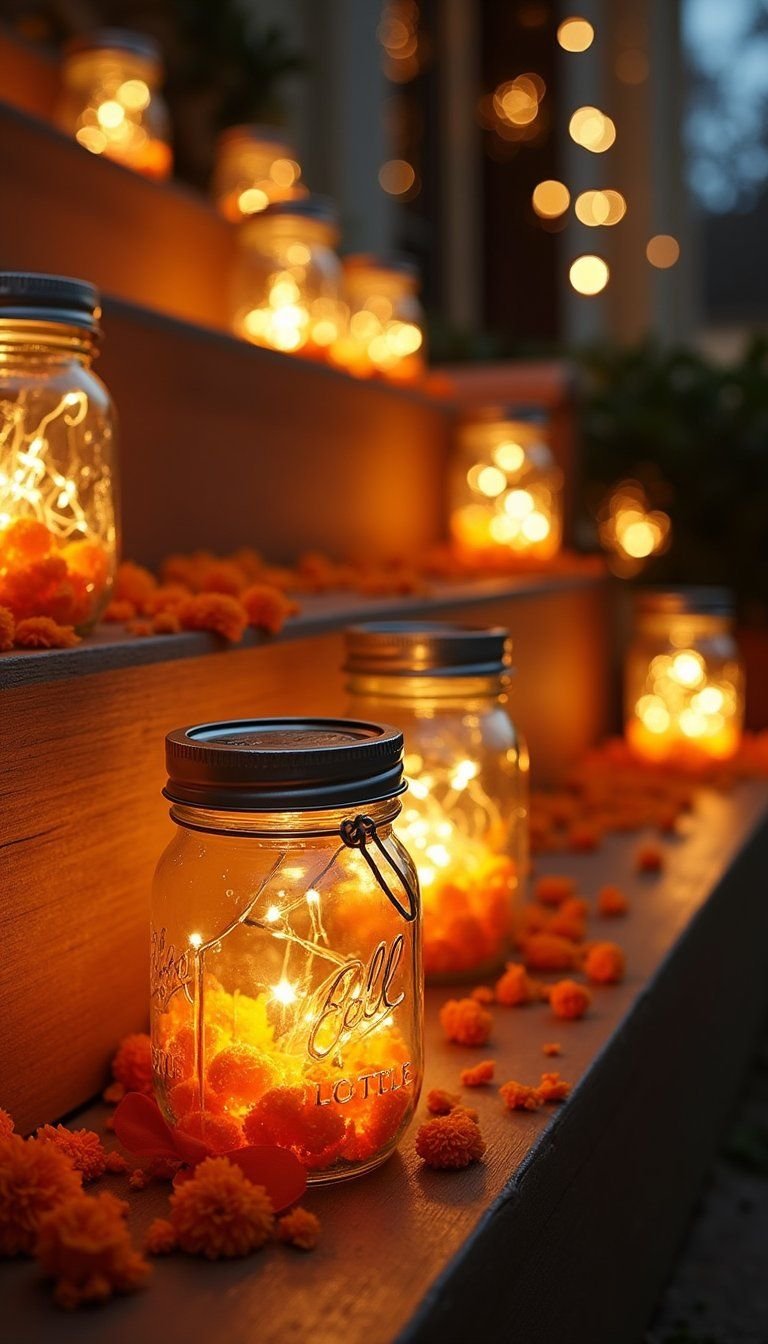 String Light Mason Jar Lanterns For Night Altars