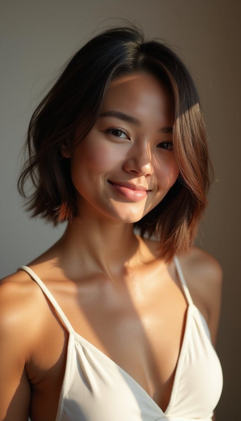 Asymmetrical Bob Styled With Deep Side Part