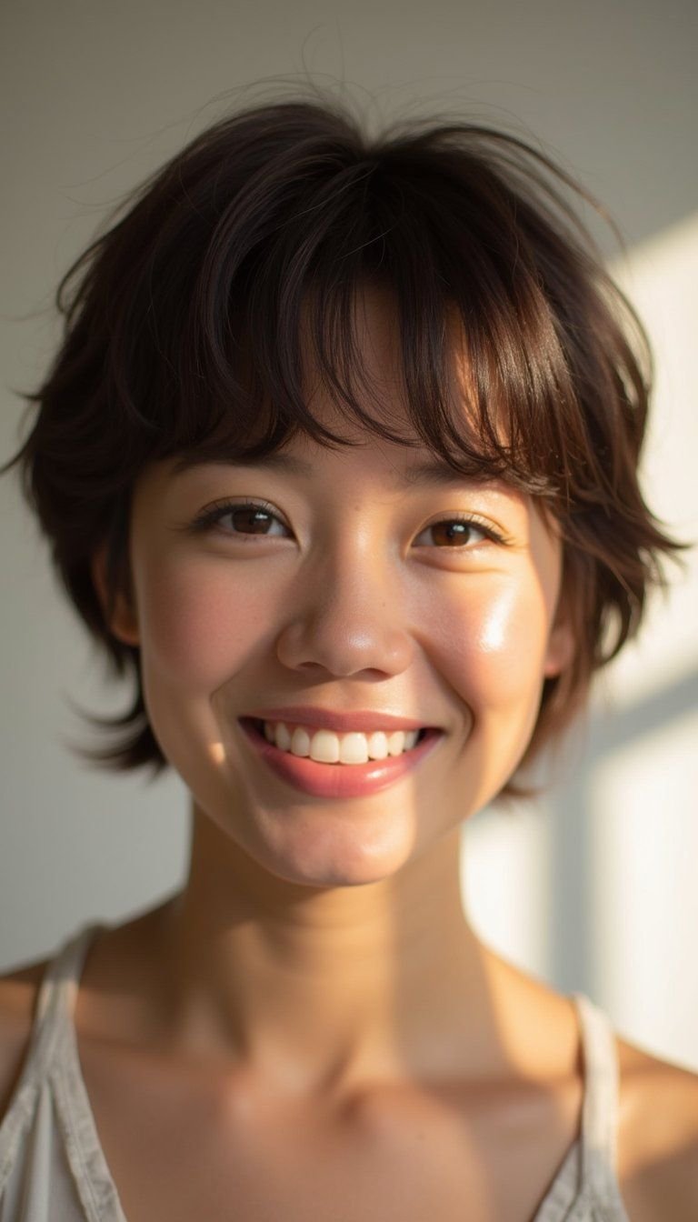 Deep Side Part Pixie With Long Fringe