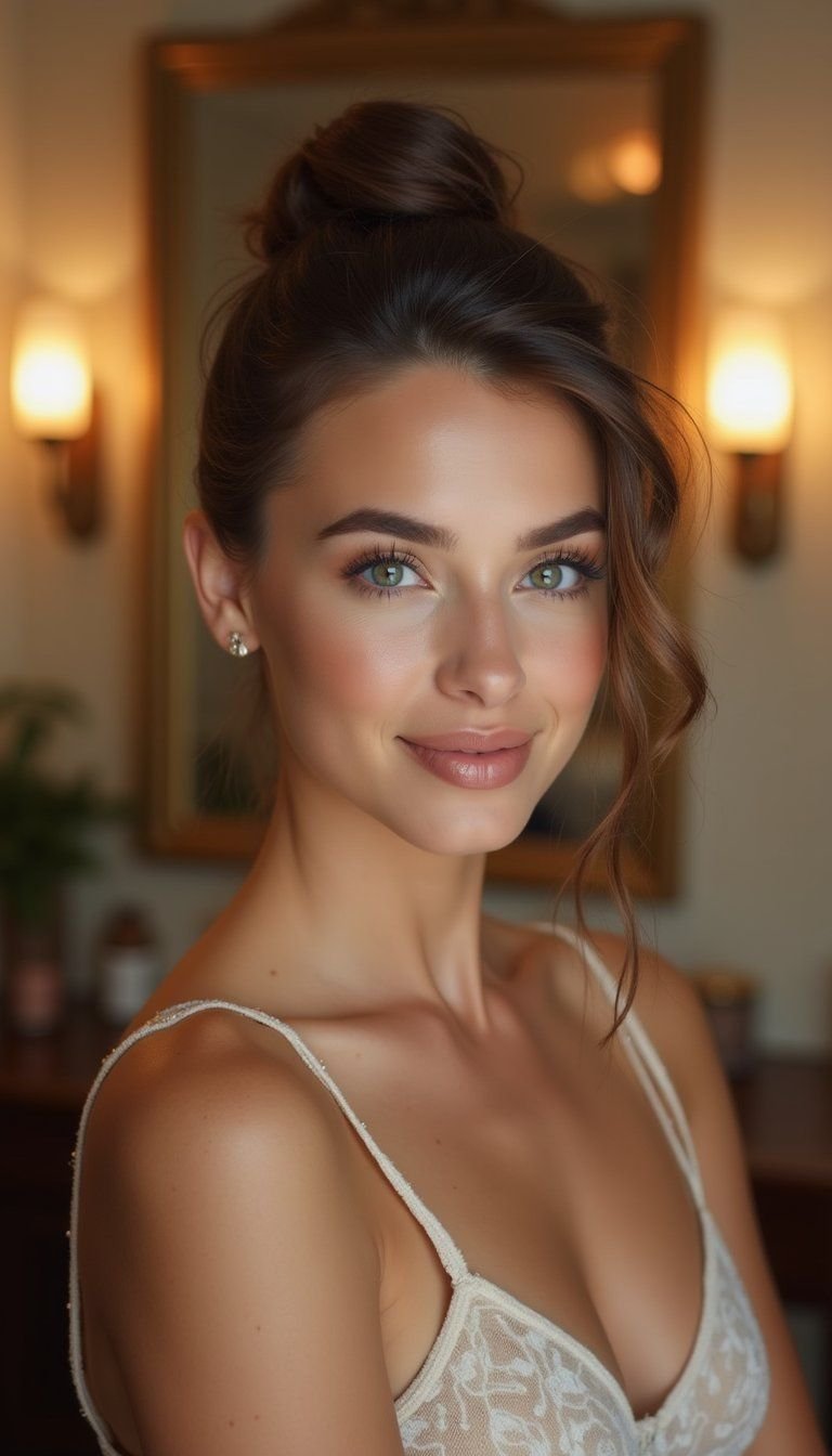 Elegant Chignon Paired With Deep Side Part