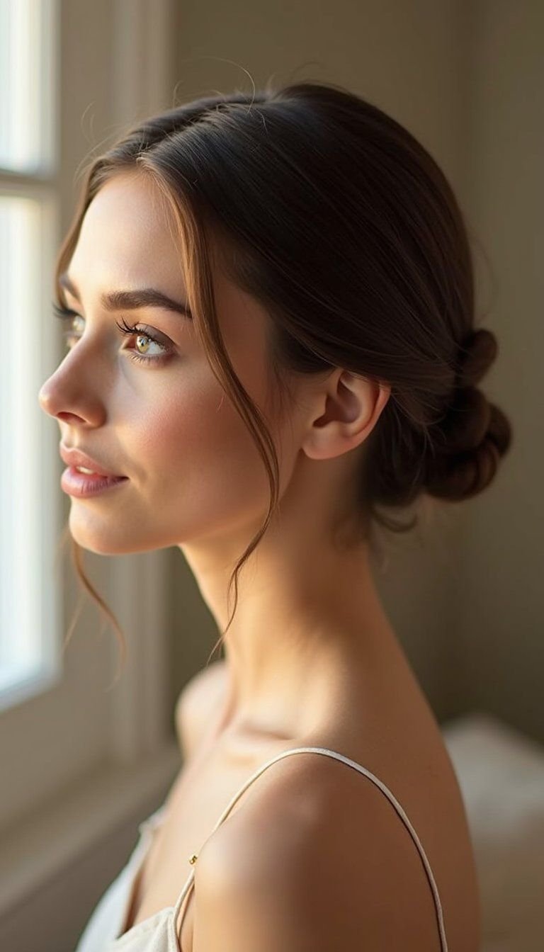 Romantic Low Bun With Deep Side Part