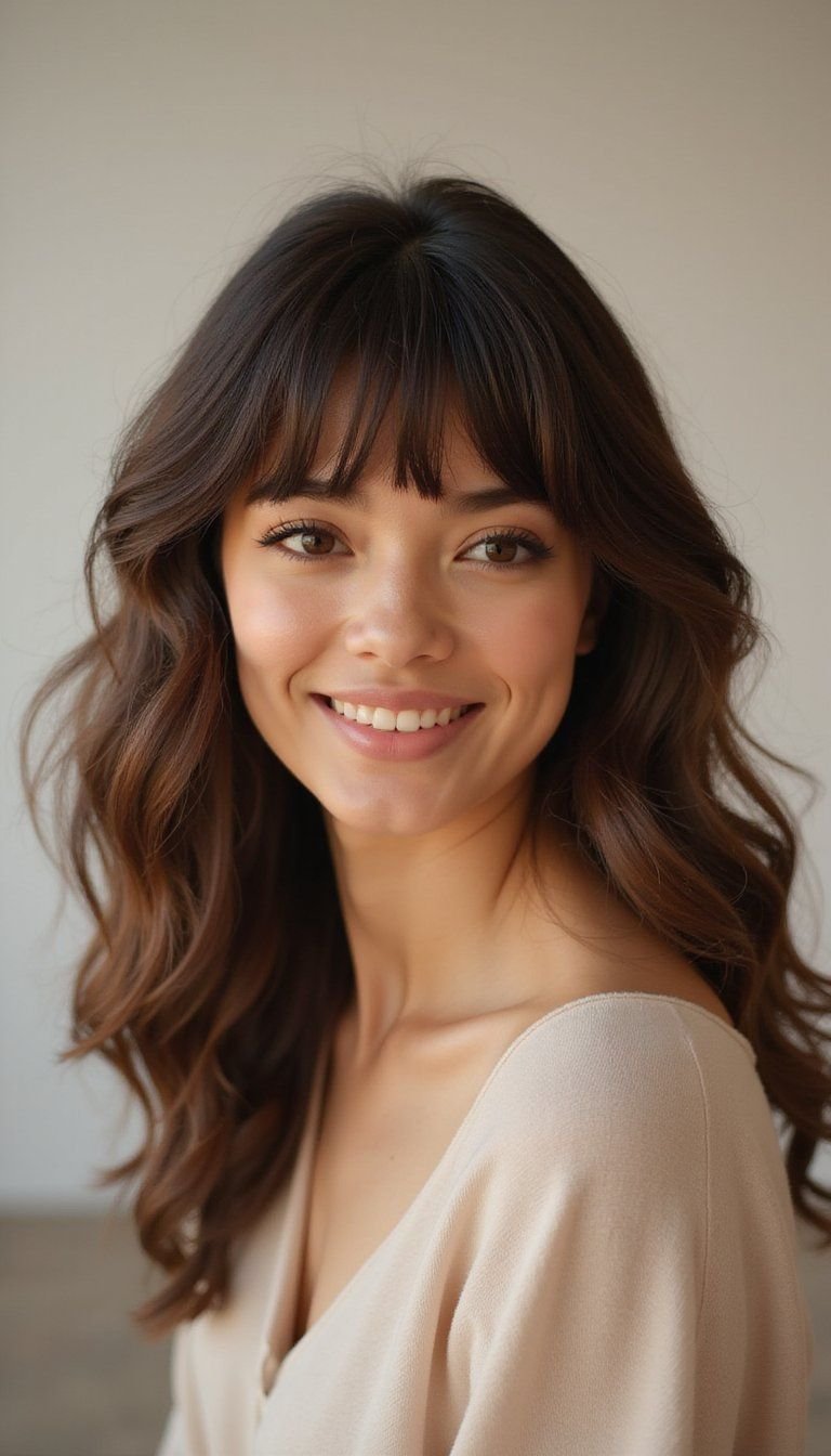 Curtain Diffused Curly Bangs For Modern Vibes