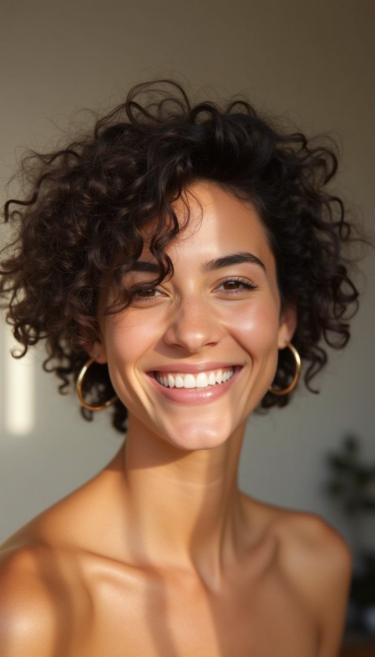 Short Diffused Curly Pixie With Tousled Texture