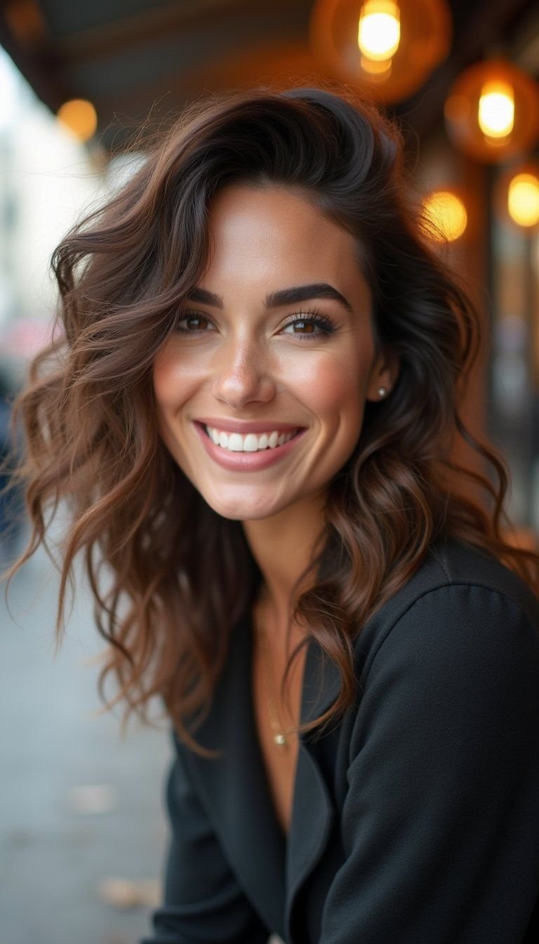 Side-Swept Diffused Curly Lob For Effortless Glam