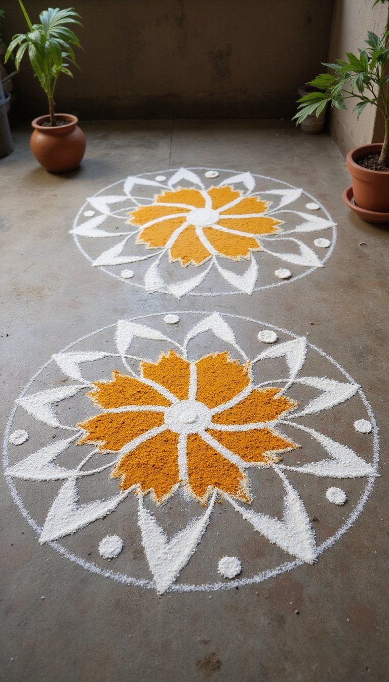 Kolam Inspired Rice Flour Rangoli For Tradition