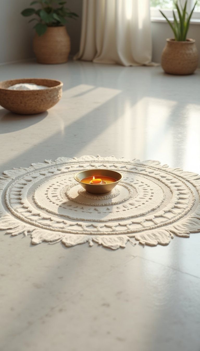 Minimalist Monochrome Rangoli For Modern Homes
