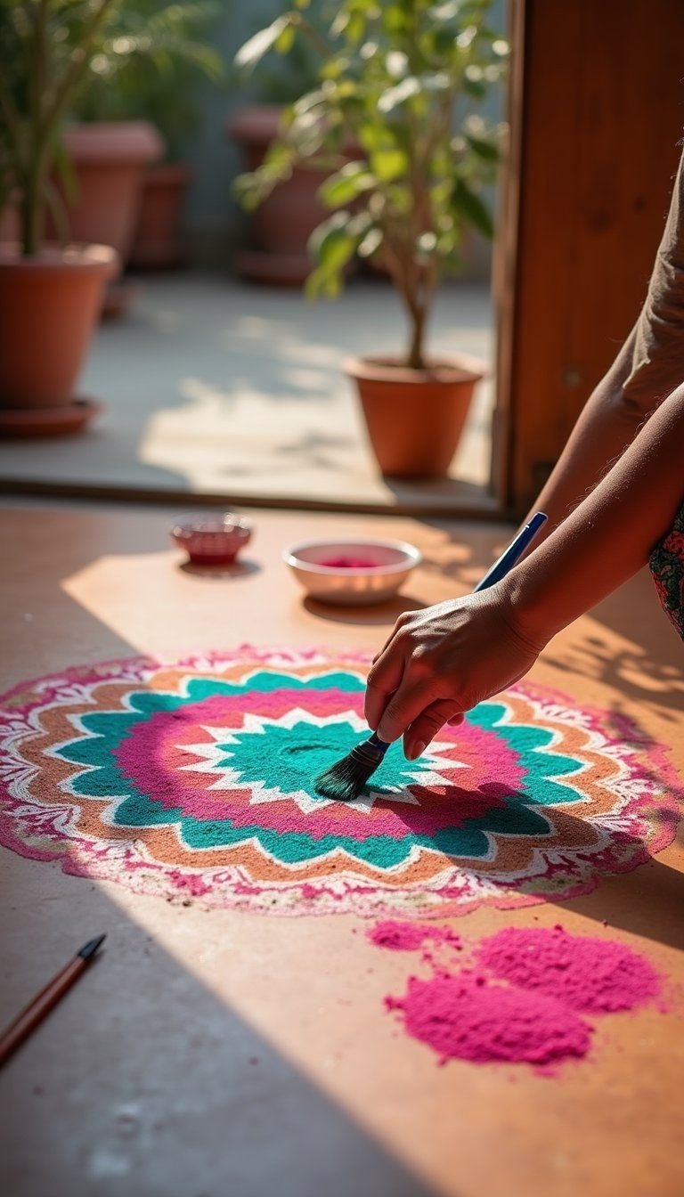 Stencil-Assisted Intricate Rangoli For Quick Precision