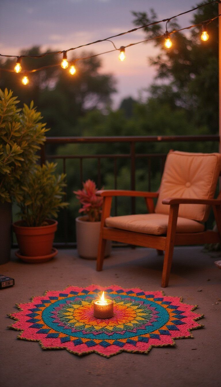 String Light Framed Rangoli For Twilight Celebrations