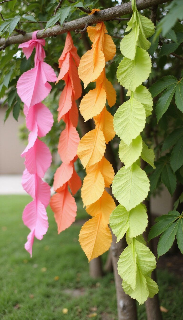 Bright Crepe Paper Leaf Streamers For Parties