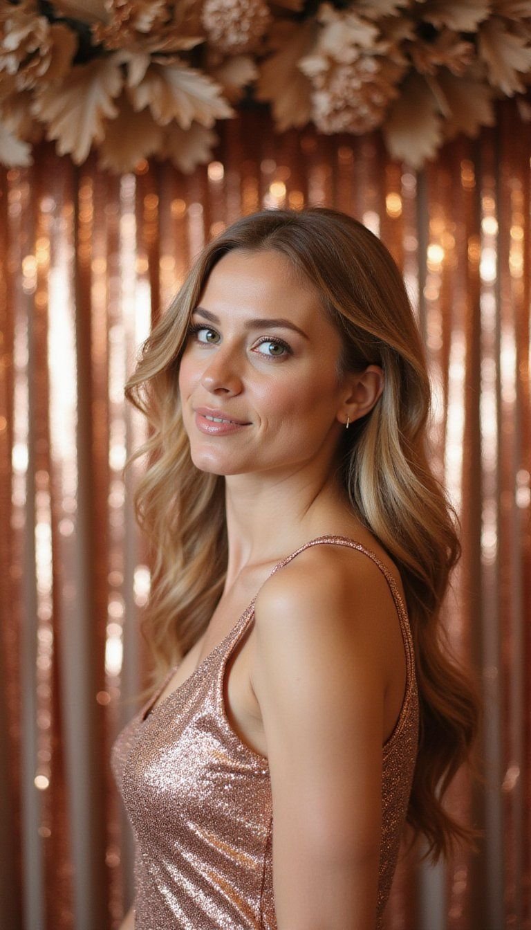 Glitter Ombre Leaf Garland For Celebration Backdrops