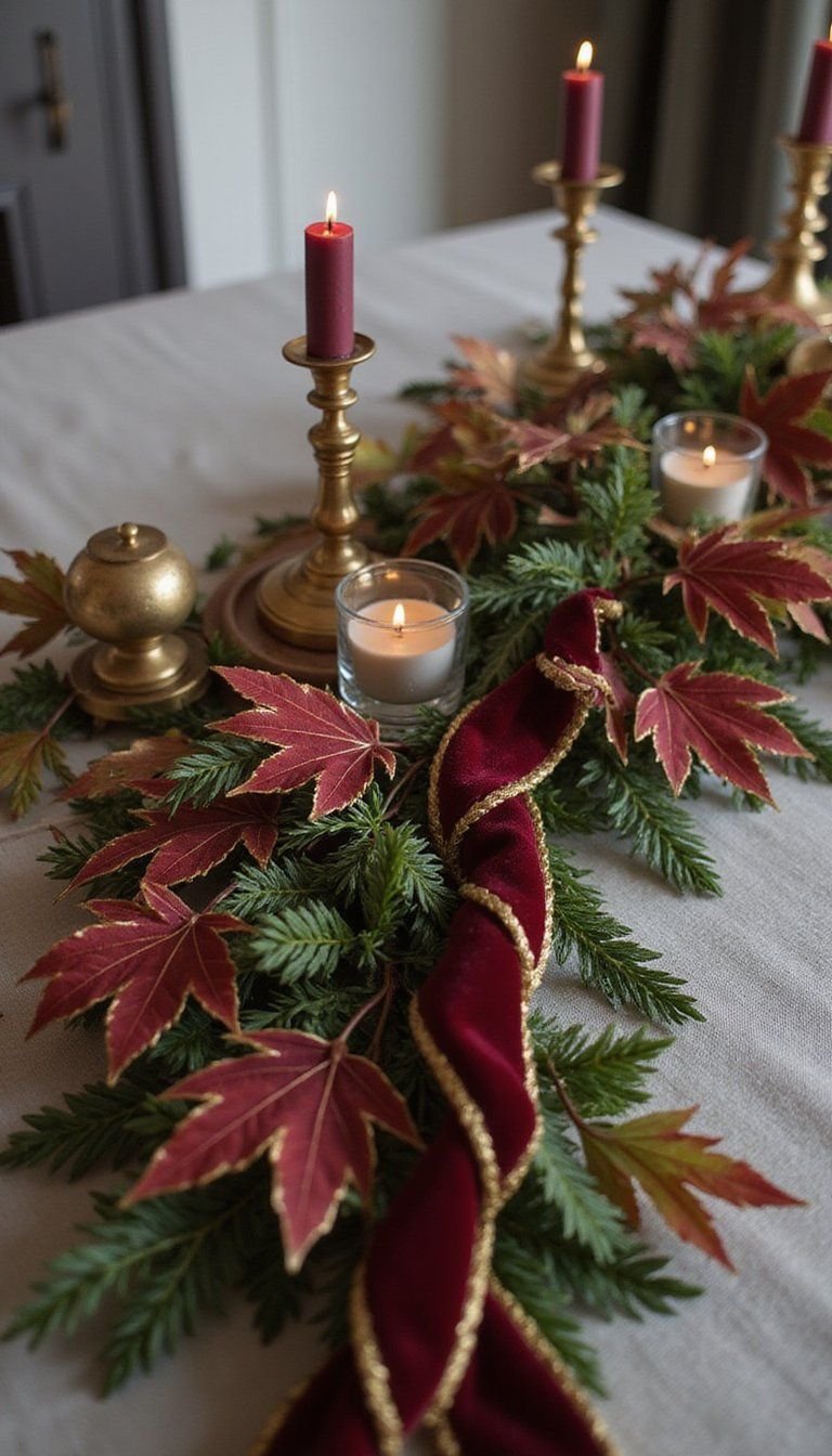 Hand-Painted Maple Leaves With Metallic Gold Trim