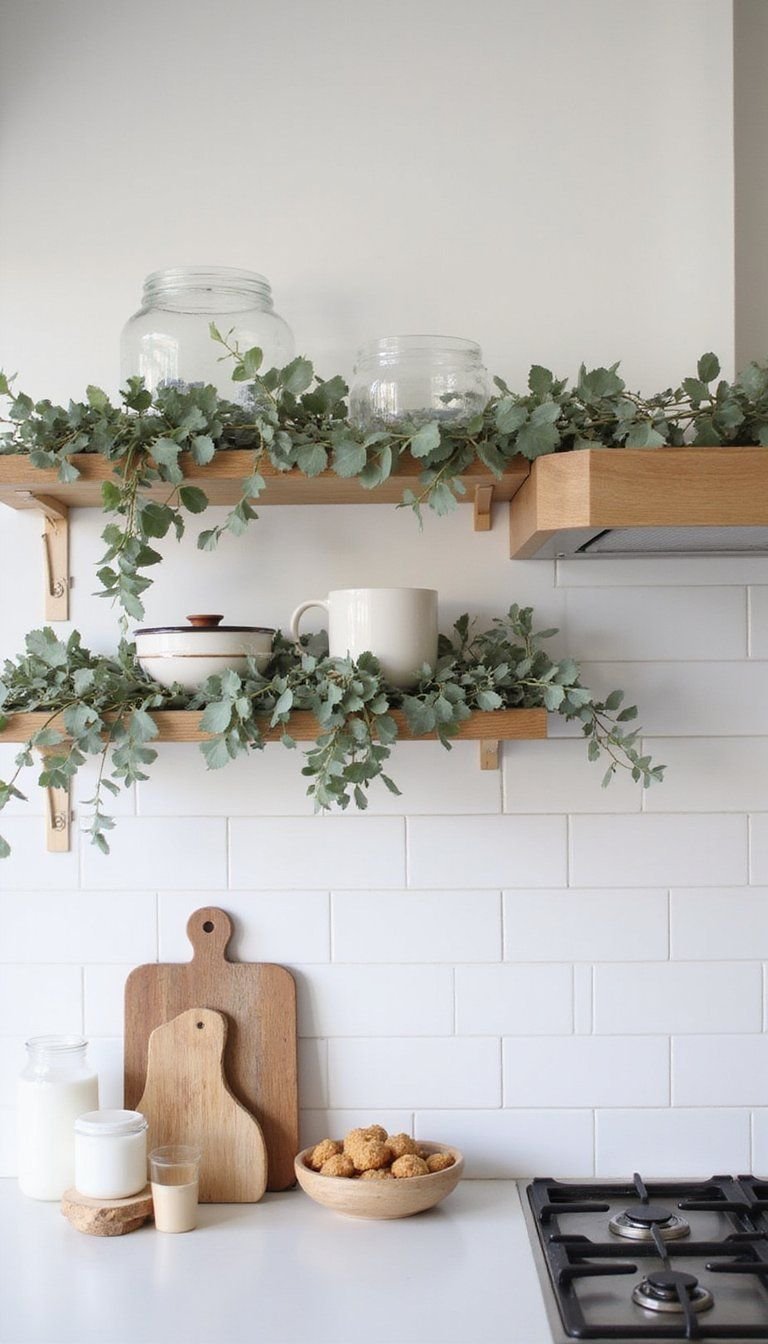 Minimal Eucalyptus And Dried Leaf Kitchen Garland
