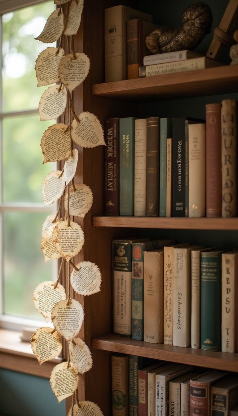 Upcycled Book Page Leaf Garland With Twine