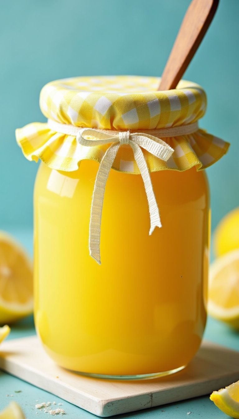 Homemade Lemon Curd In Charming Jar
