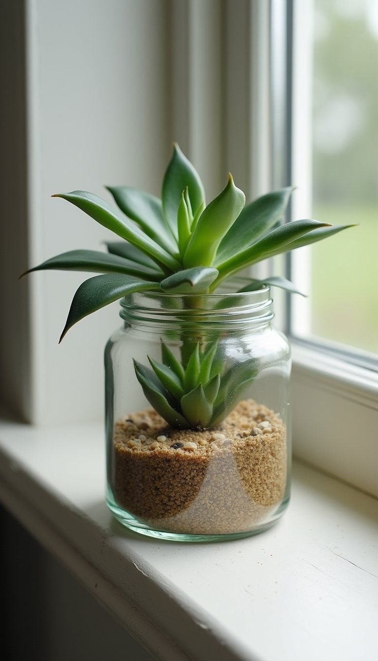 Succulent Terrarium In Recycled Glass