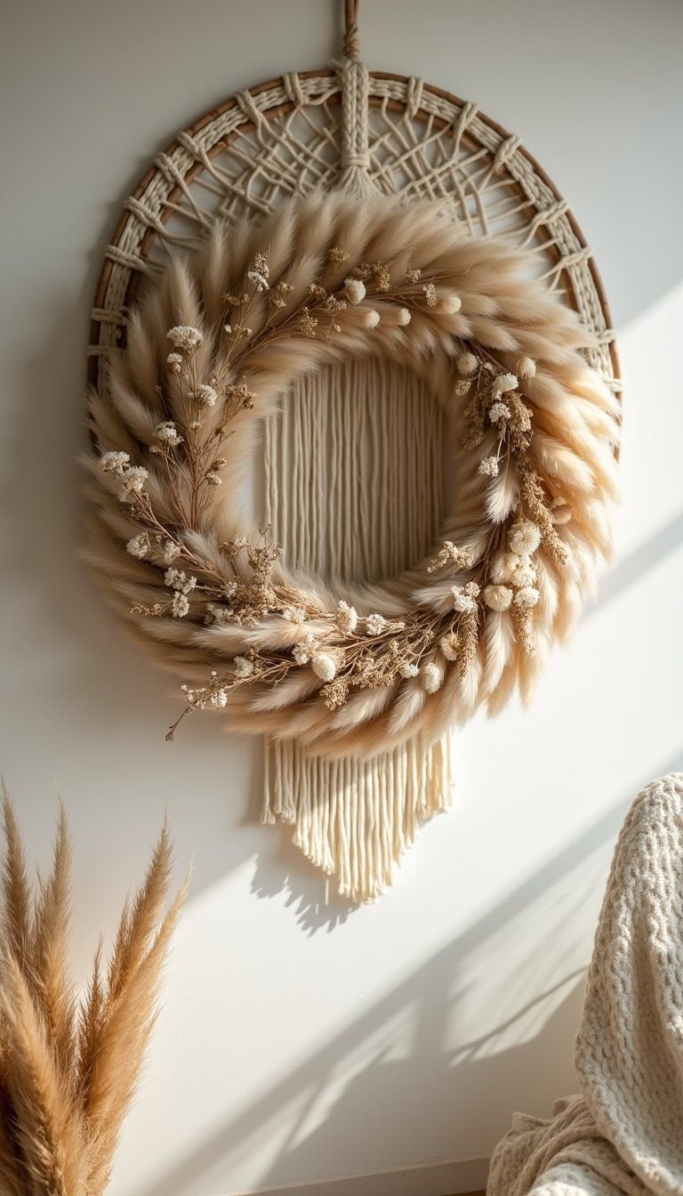 Boho Pampas And Wildflower Spring Wreath