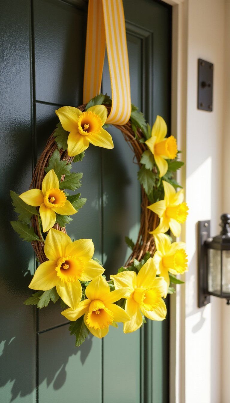 Bright Daffodil Wreath For Neighborhood Spring Parties