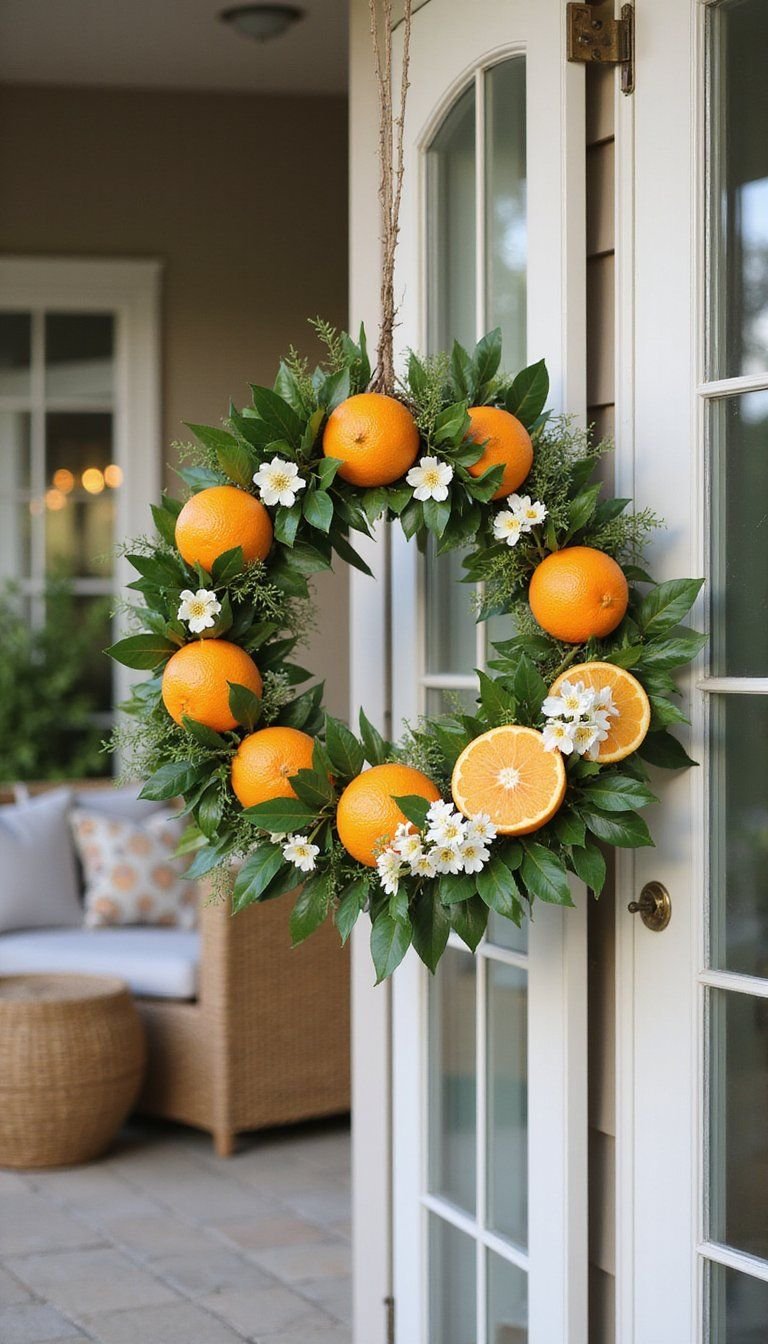 Citrus And Blossom Summer-Adjacent Wreath For Patio Door