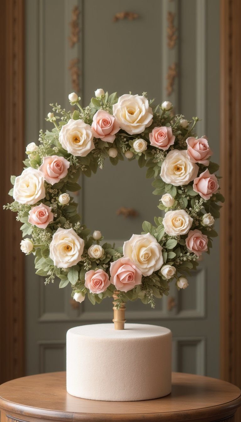 Romantic Rosebud Wreath With Pearl Accents