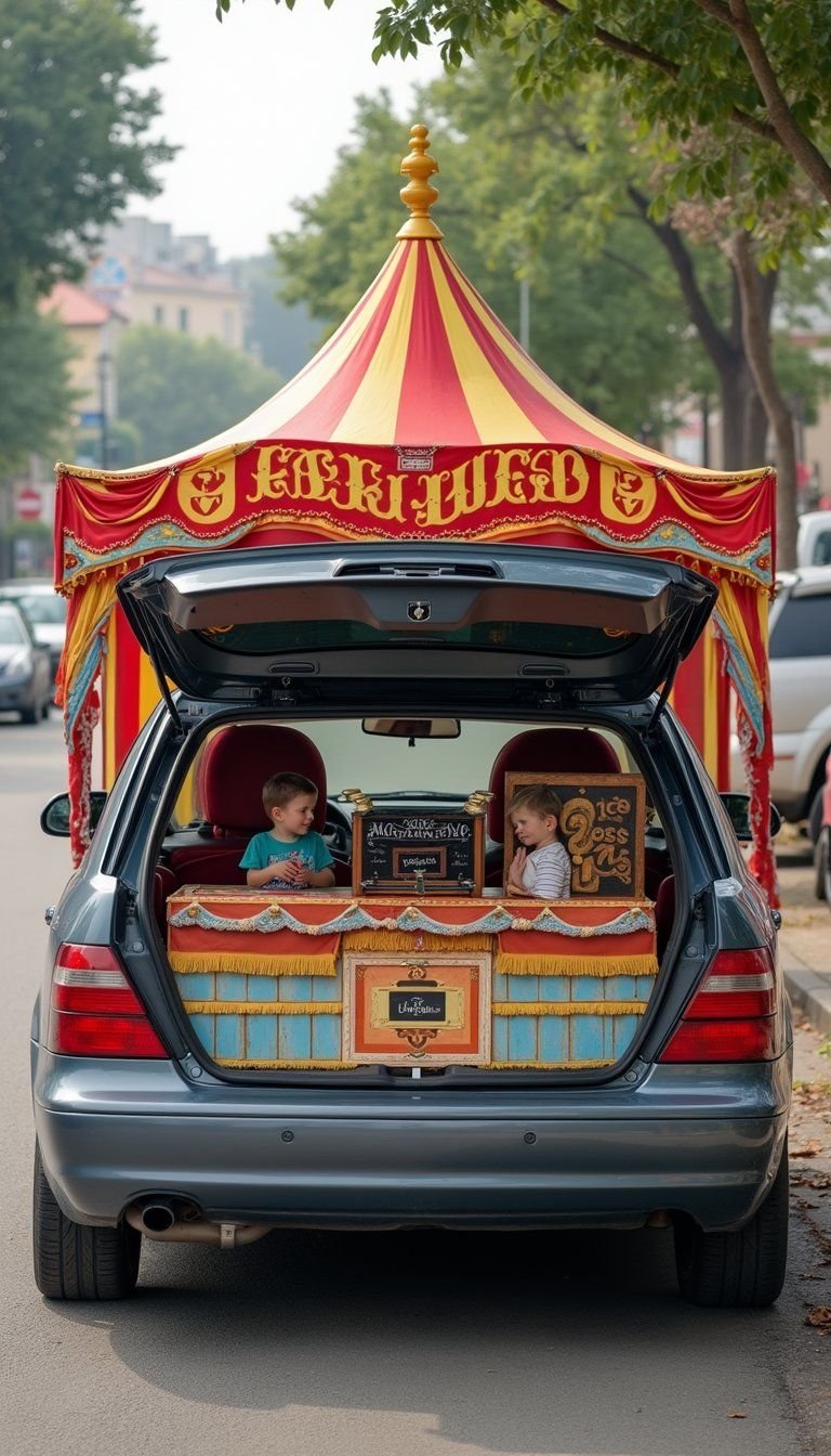 Carnival Funhouse With Bright Banners And Games