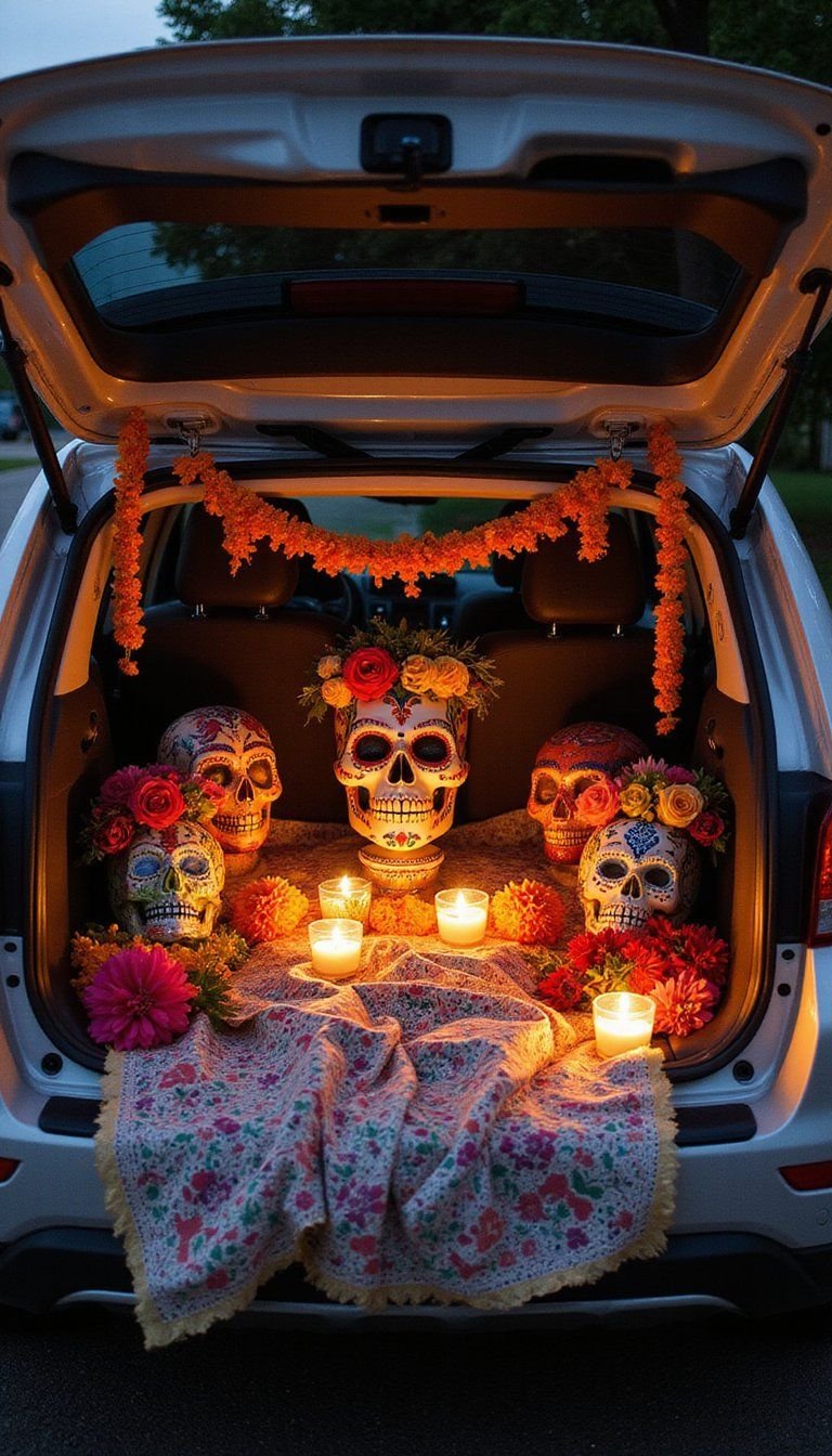 Dia De Los Muertos Sugar Skull Altar Trunk