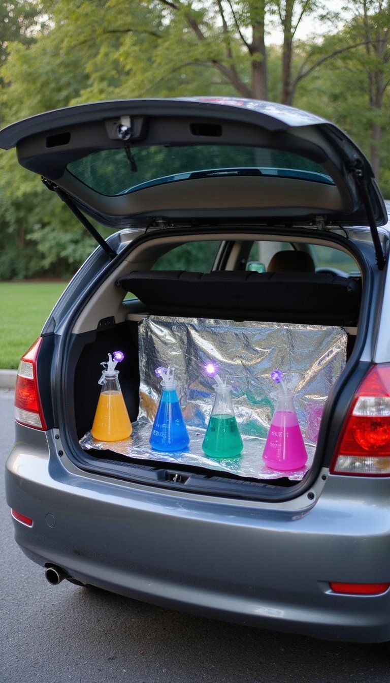 Mad Scientist Lab With Bubbling Beakers And Signs