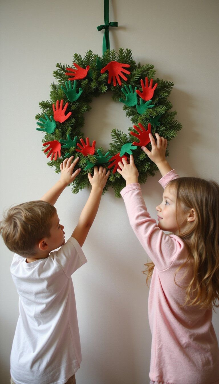 Kids Felt Handprint Evergreen Keepsake Wreath