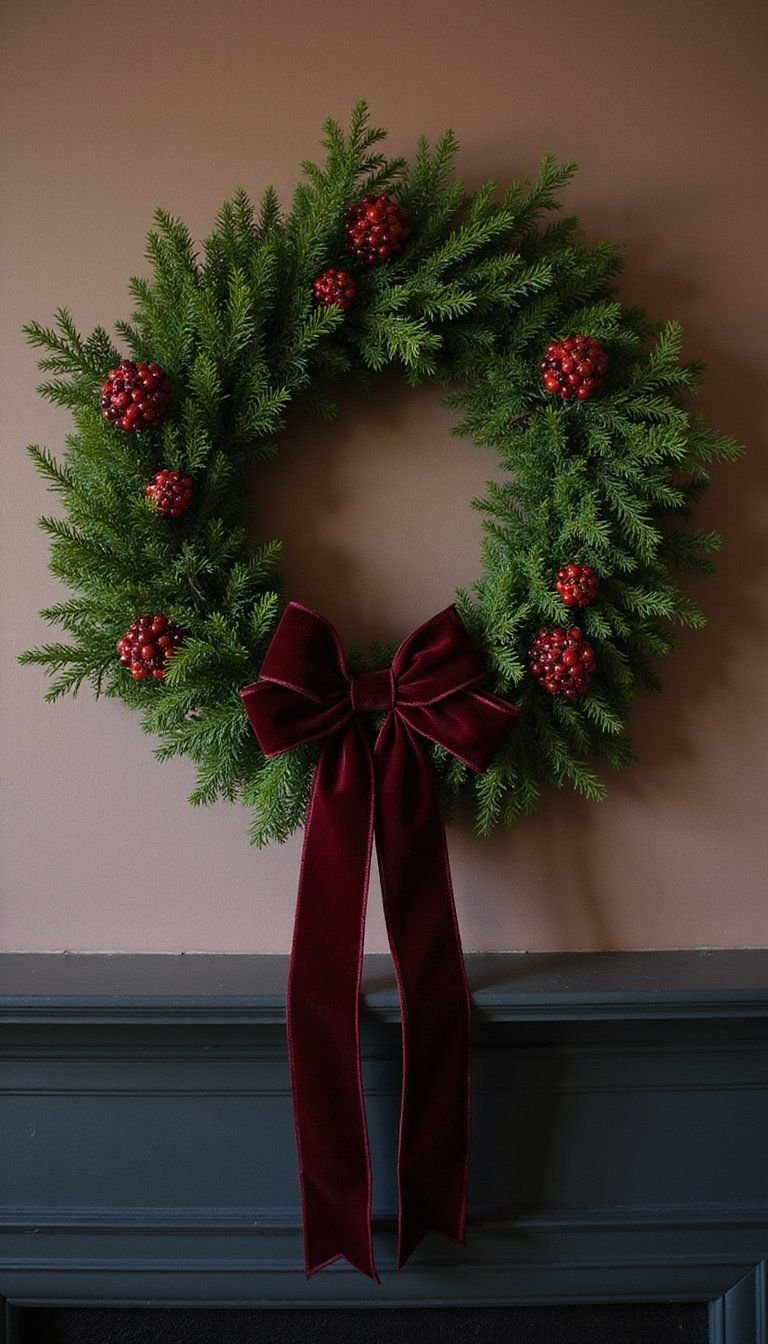 Velvet Ribbon Spruce And Berry Wreath