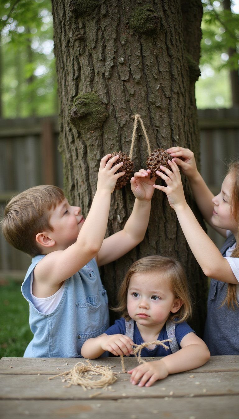 DIY Pinecone Bird Feeders For Backyard