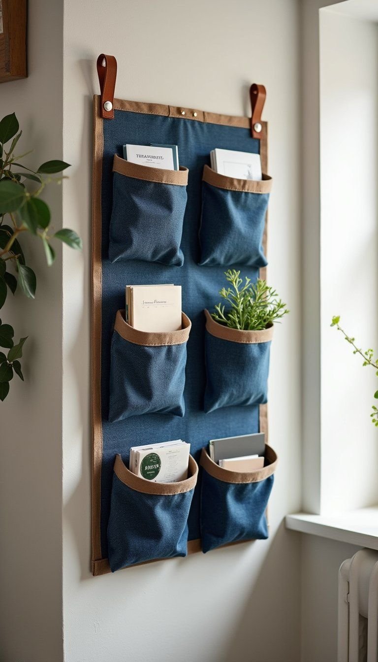 Denim Pocket Organizer For Wall Storage