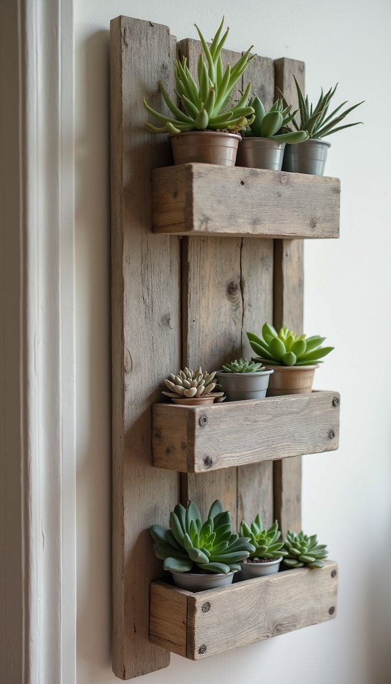 Pallet Wood Succulent Shelves For Small Spaces