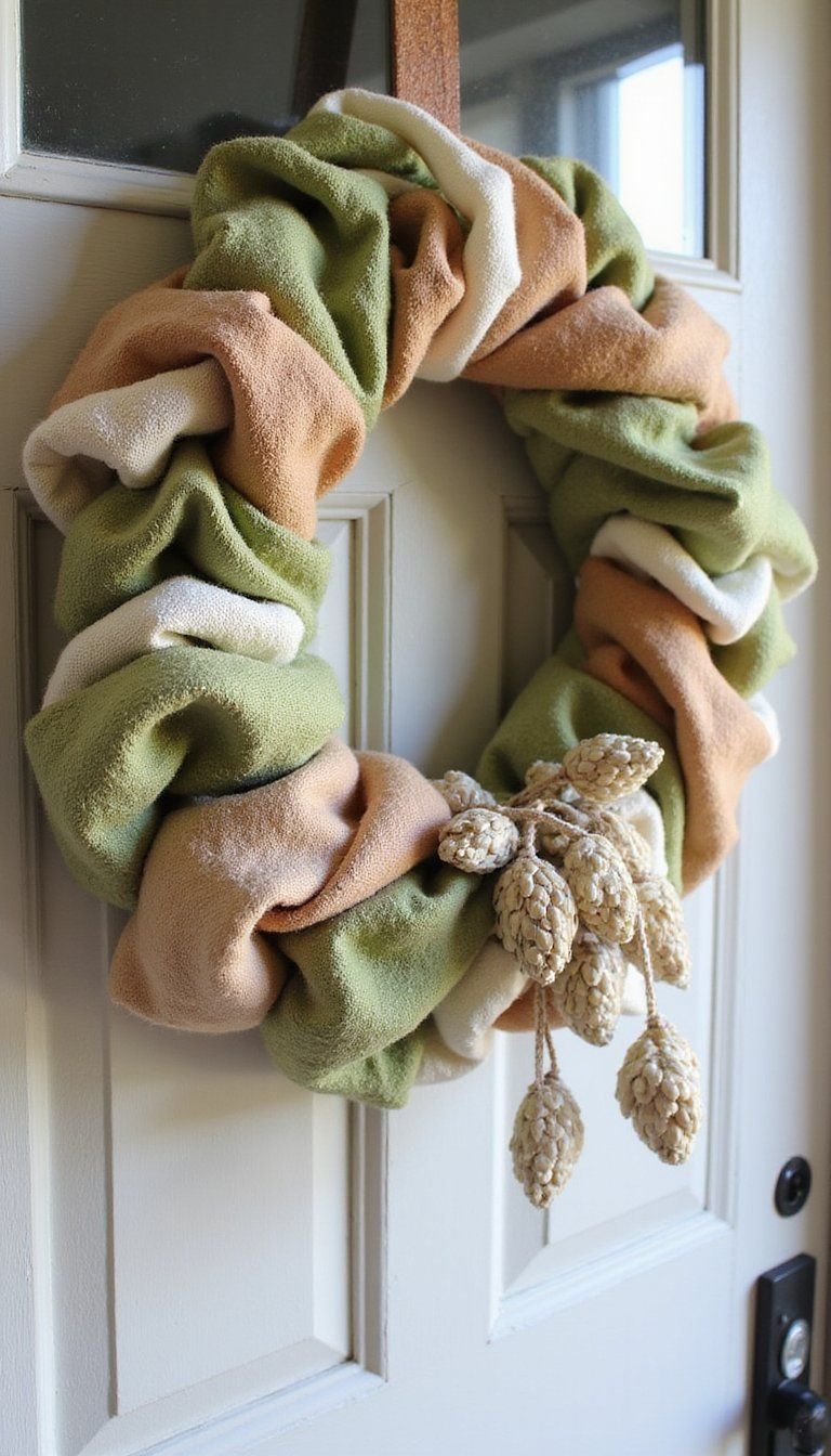 Scrap Fabric Ribbon Wreath For Front Door