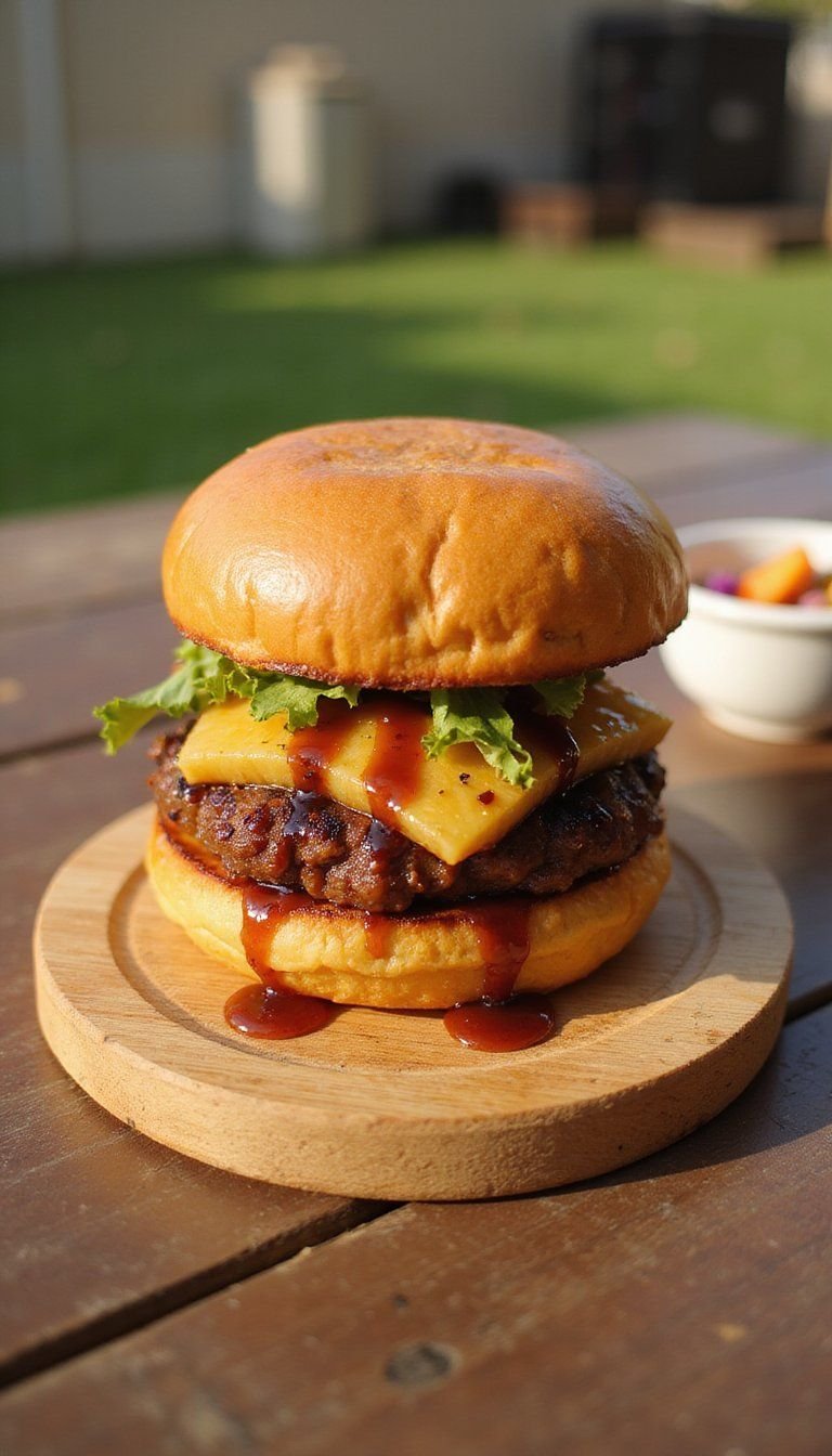 BBQ Pineapple Burgers With Teriyaki Glaze And Slaw