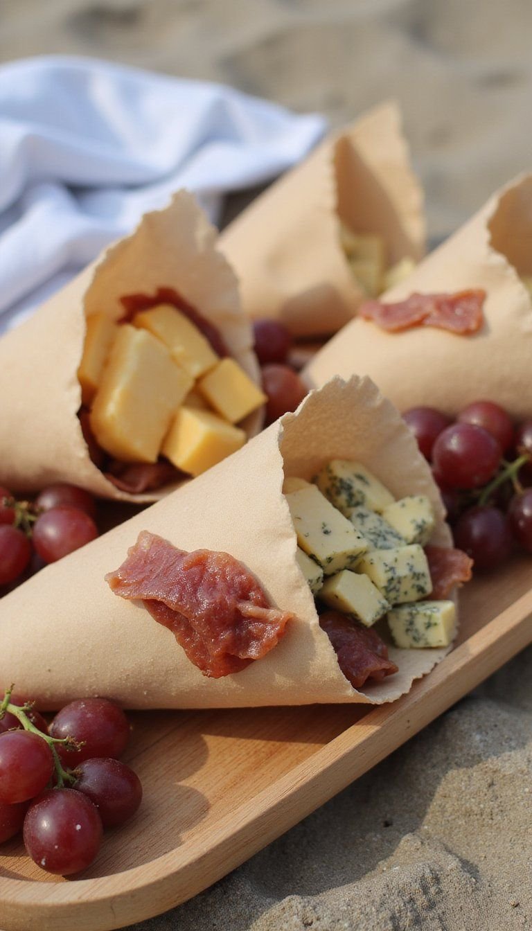 Individual Cheese And Charcuterie Cones