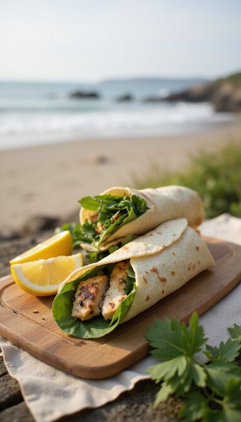 Lemon Herb Chicken Wraps For Sandy Picnics